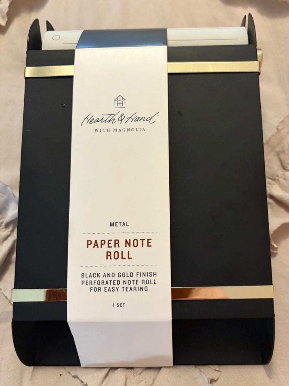 Hearth & Hand NWT  Black and Gold Metal Paper Note Roll